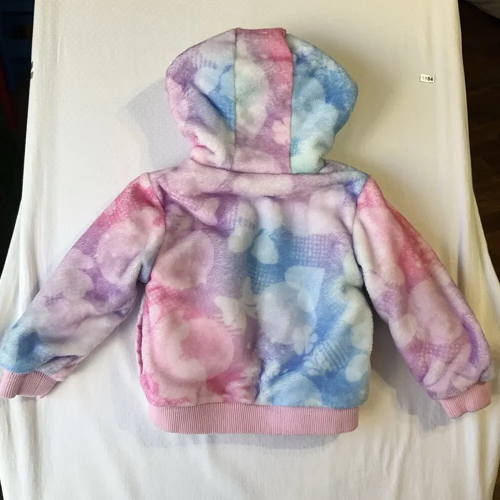 Disney Junior Minnie Mouse Faux Fur Hoodie Jacket Toddler Girl Size 3T Pink Soft - Picture 9 of 9